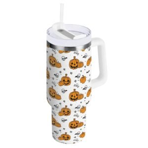 ANYZOO – Mug de Voyage Isotherme d’Halloween avec Paille et Poignée – 40 oz