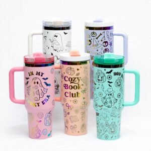 ANYZOO – Mug de Voyage Isotherme d’Halloween avec Paille et Poignée – 40 oz